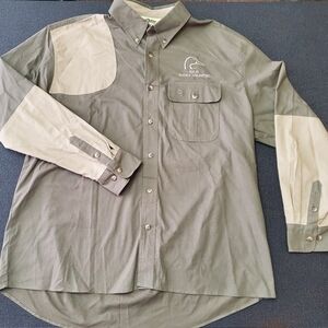 Bob Allen Shooting Shirt Men's Large Green and Tan Button Down